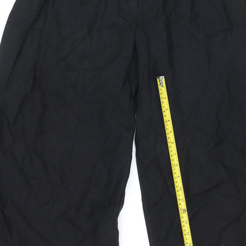 Marks and Spencer Women’s Black Linen Wide Leg Pleated Trousers Size 6