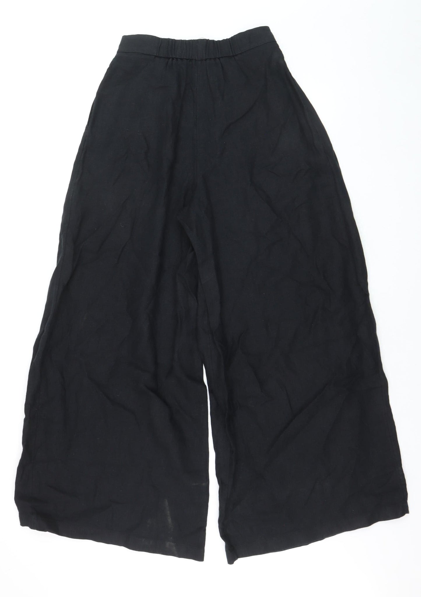 Marks and Spencer Women’s Black Linen Wide Leg Pleated Trousers Size 6