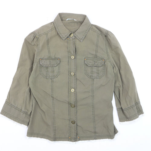 Marks and Spencer Women Green Size 12 Cotton Military Jacket