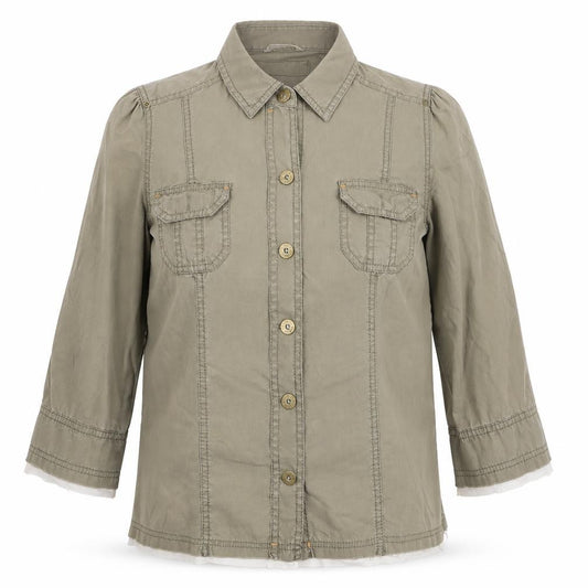 Front view of Marks & Spencer Women Green, size 12, Cotton Military Jacket