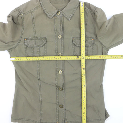 Marks and Spencer Women Green Size 12 Cotton Military Jacket