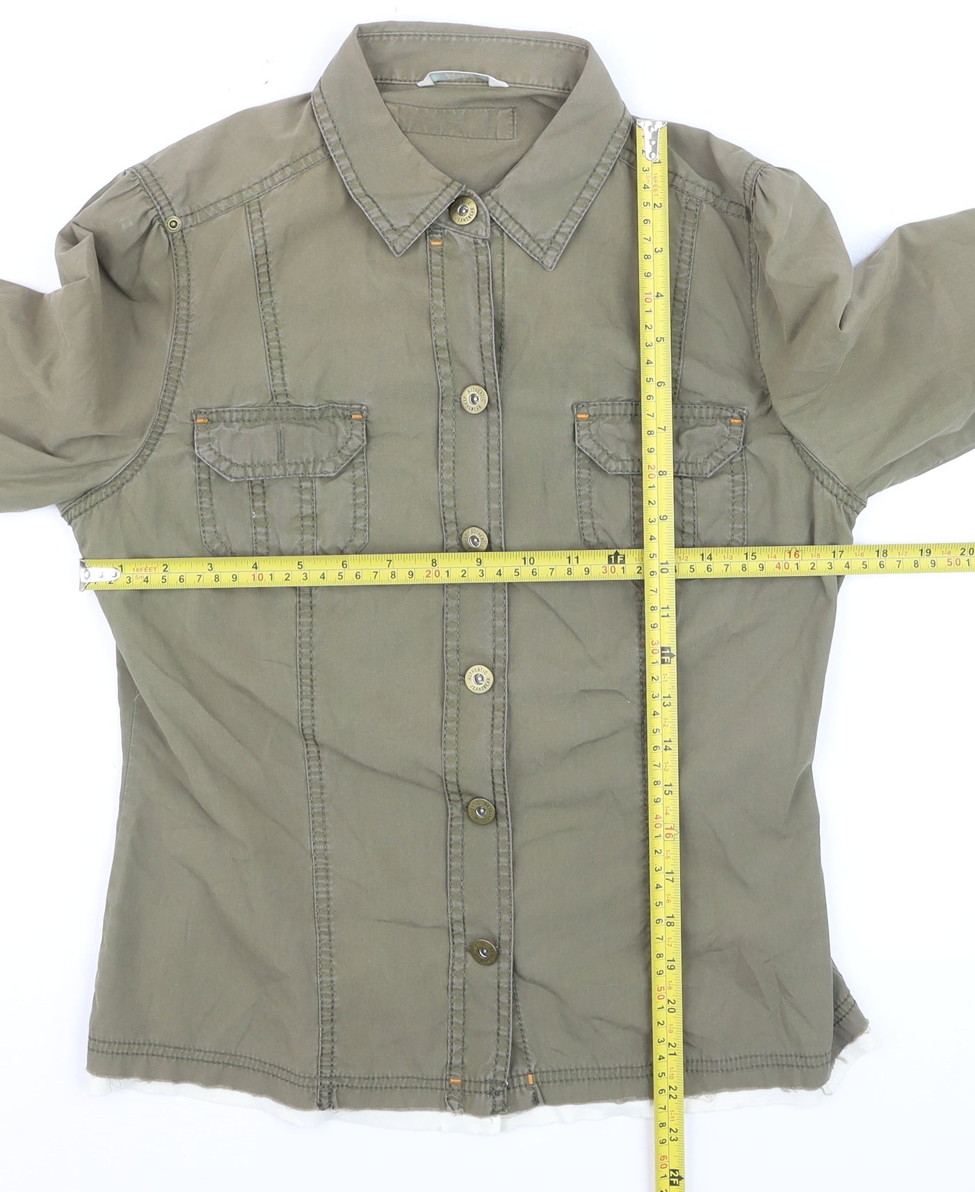 Marks and Spencer Women Green Size 12 Cotton Military Jacket