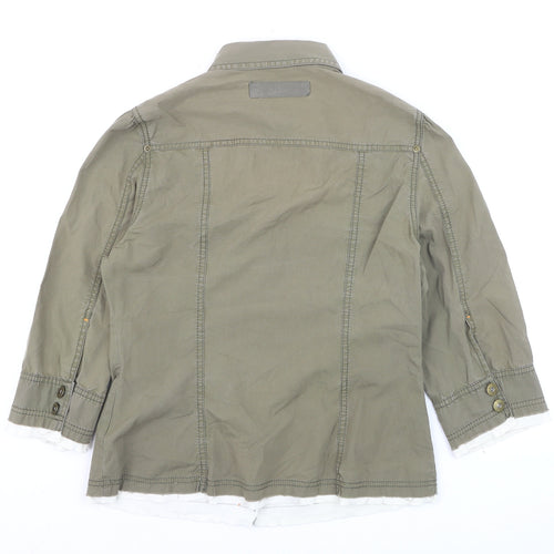 Marks and Spencer Women Green Size 12 Cotton Military Jacket
