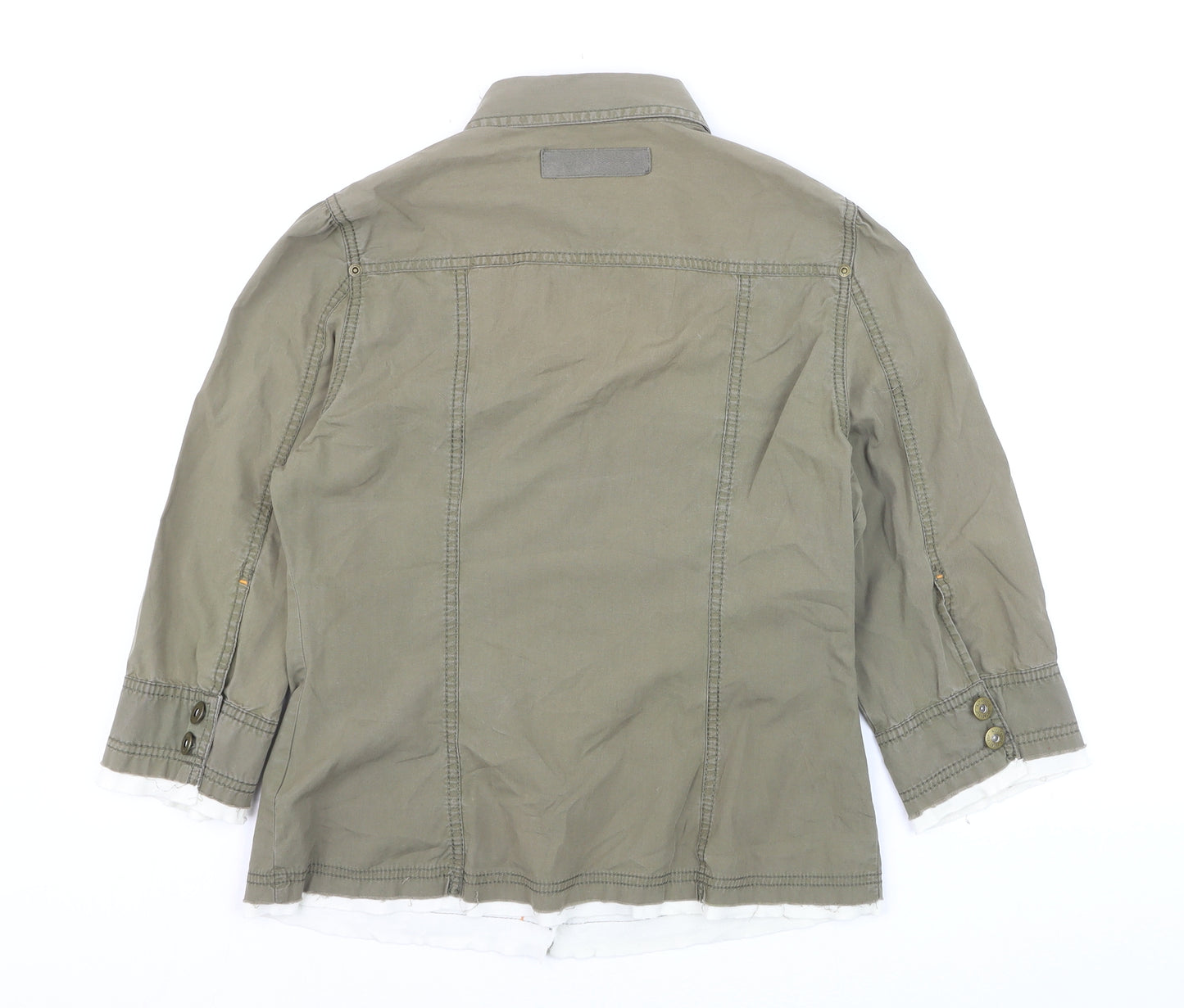 Marks and Spencer Women Green Size 12 Cotton Military Jacket