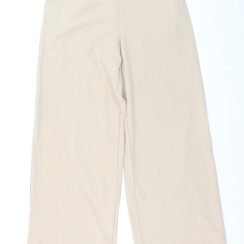 Vila Women’s Beige Wide-Leg Jersey Trousers Size M