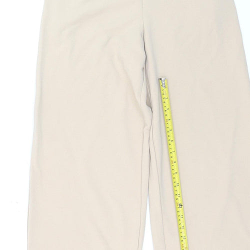Vila Women’s Beige Wide-Leg Jersey Trousers Size M