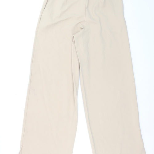 Vila Women’s Beige Wide-Leg Jersey Trousers Size M