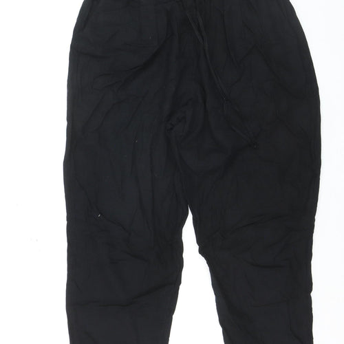 Marks and Spencer Womens Black Linen Crop Trousers Size 14 Short