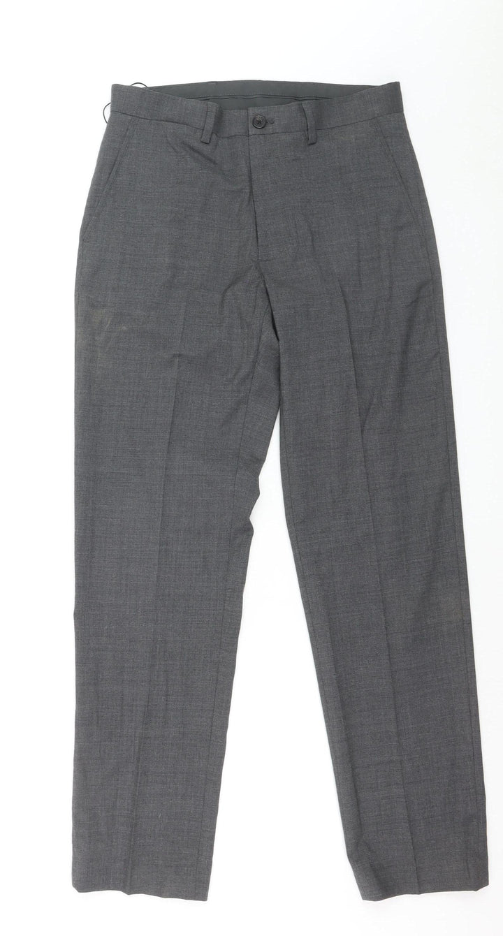 Marks and Spencer Men's Charcoal Grey Regular Fit Dress Trousers 30in Waist