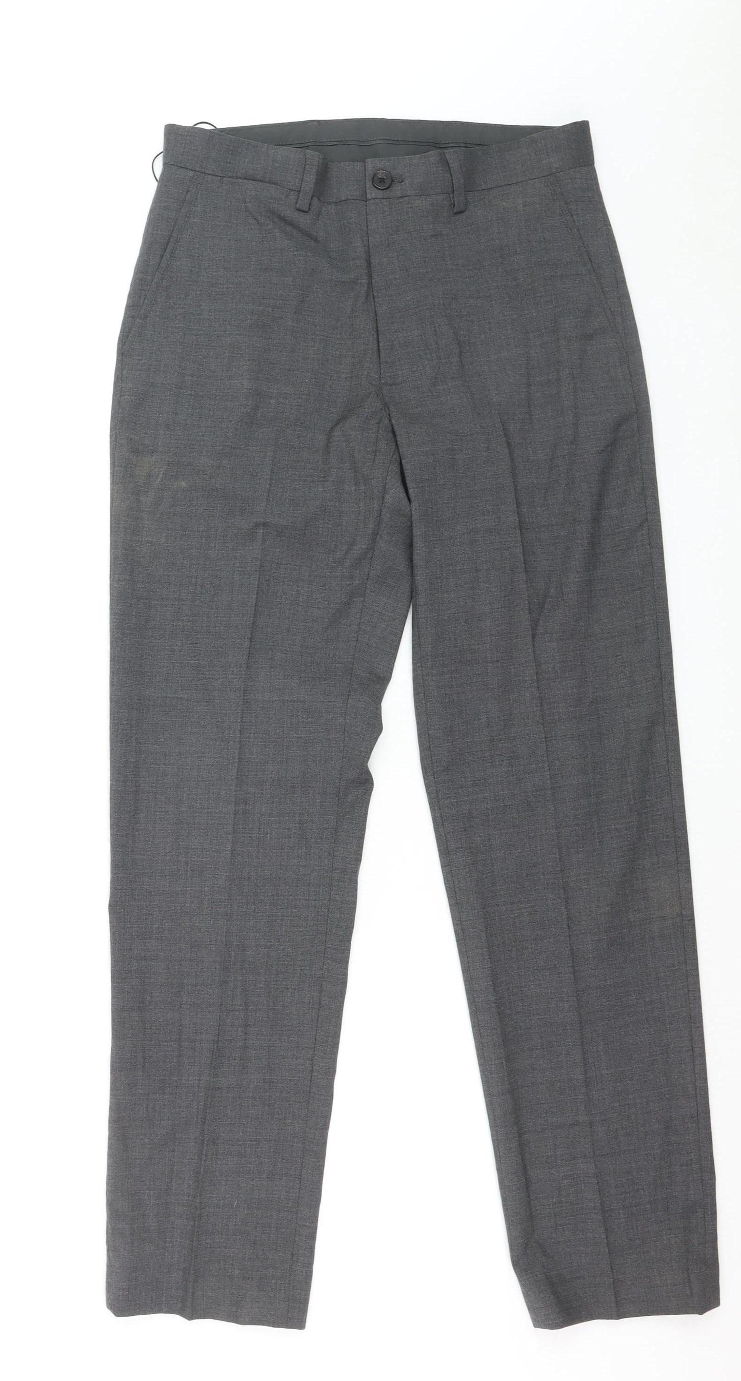 Marks and Spencer Men's Charcoal Grey Regular Fit Dress Trousers 30in Waist