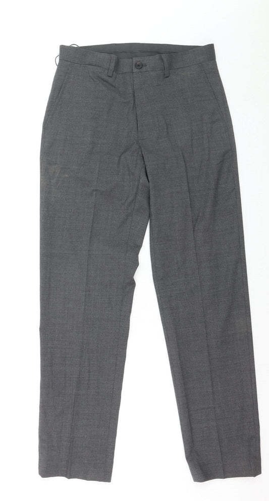 Marks and Spencer Men's Charcoal Grey Regular Fit Dress Trousers 30in Waist