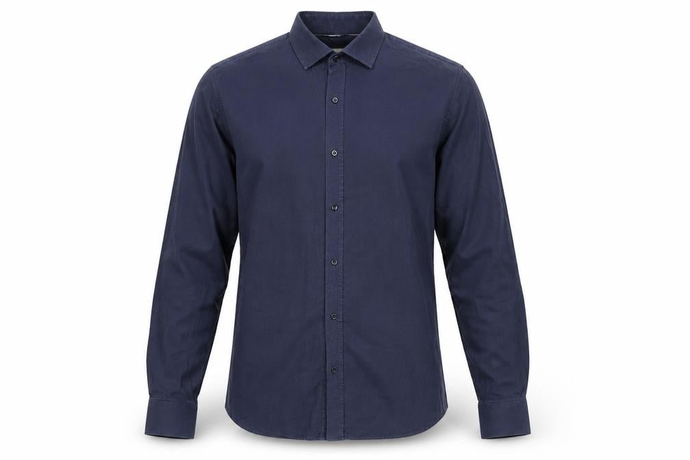 Reiss Men's Navy Slim Fit 100% Cotton Long Sleeve Dress Shirt Size L