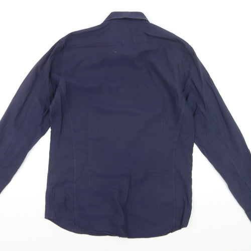Reiss Men's Navy Slim Fit 100% Cotton Long Sleeve Dress Shirt Size L