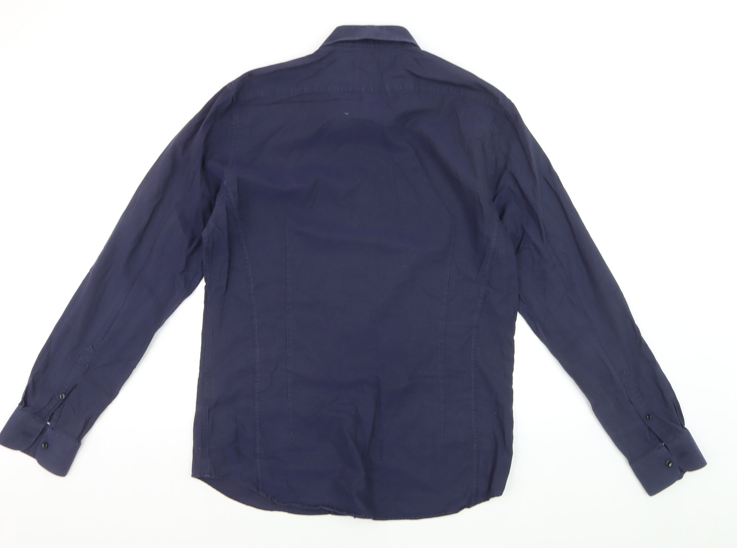 Reiss Men's Navy Slim Fit 100% Cotton Long Sleeve Dress Shirt Size L