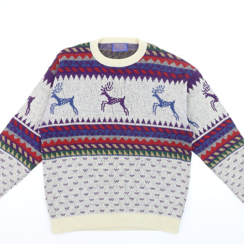 Pendleton Men's Multicoloured Wool Fair Isle Reindeer Jumper L