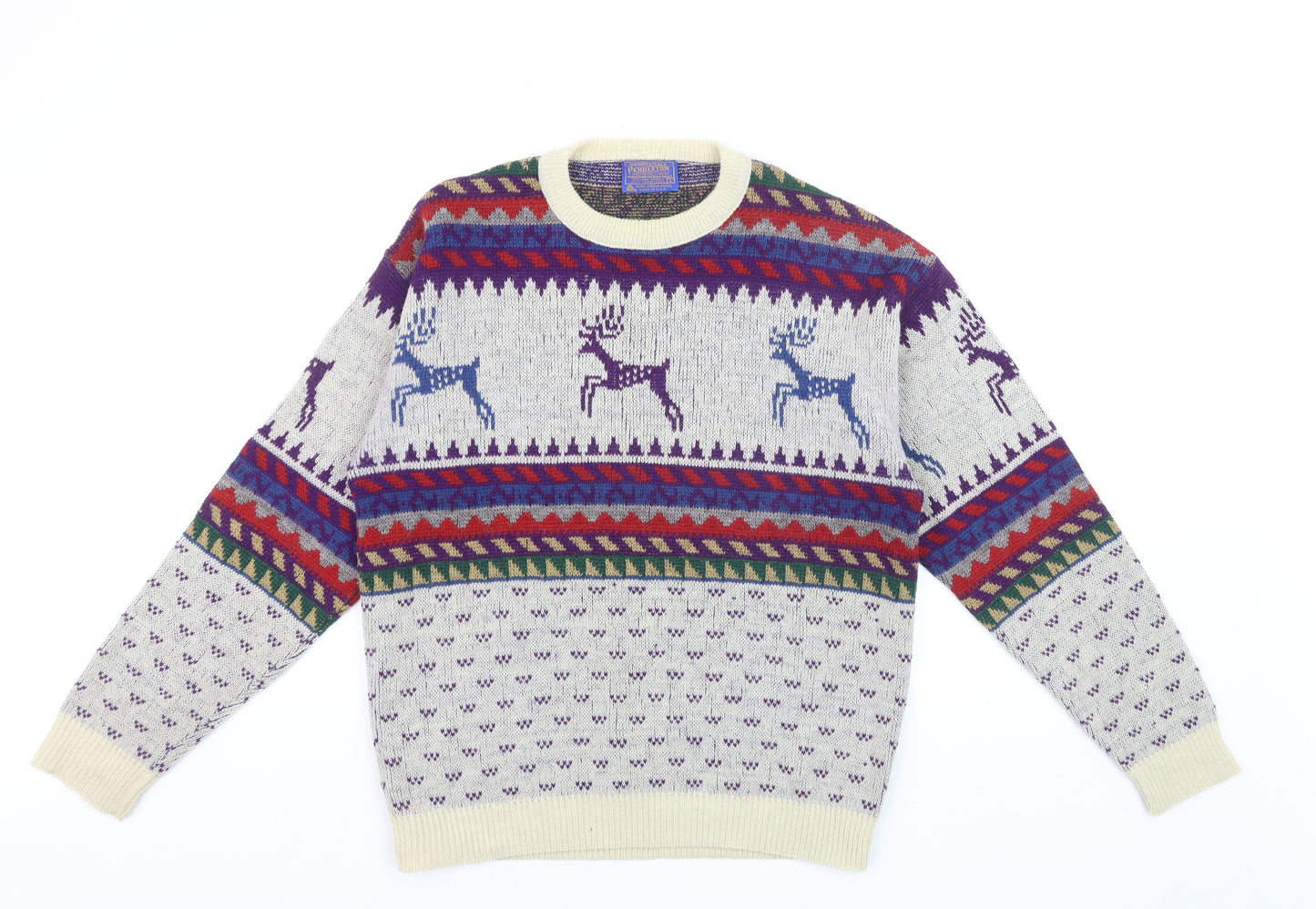 Pendleton Men's Multicoloured Wool Fair Isle Reindeer Jumper L
