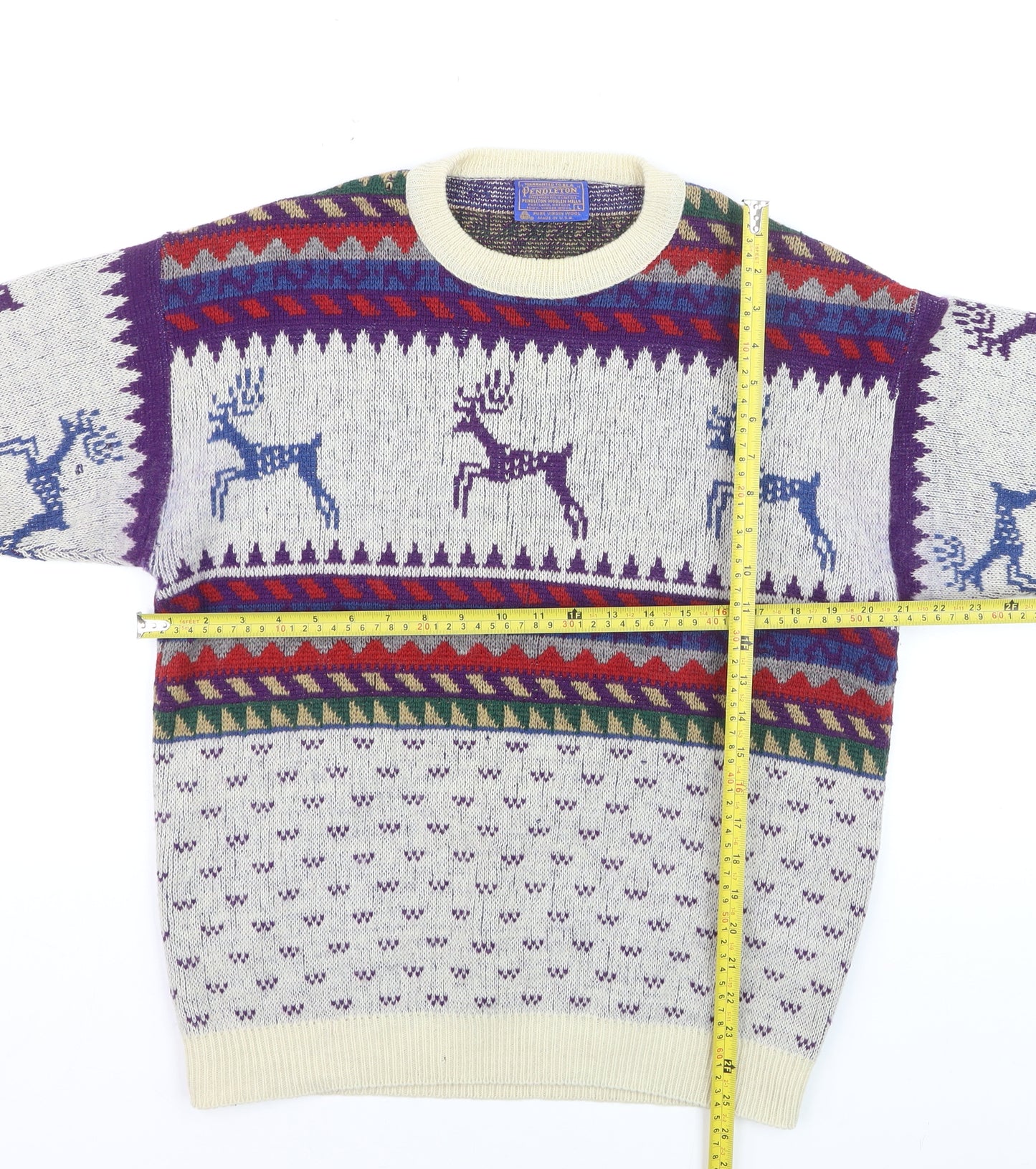 Pendleton Men's Multicoloured Wool Fair Isle Reindeer Jumper L