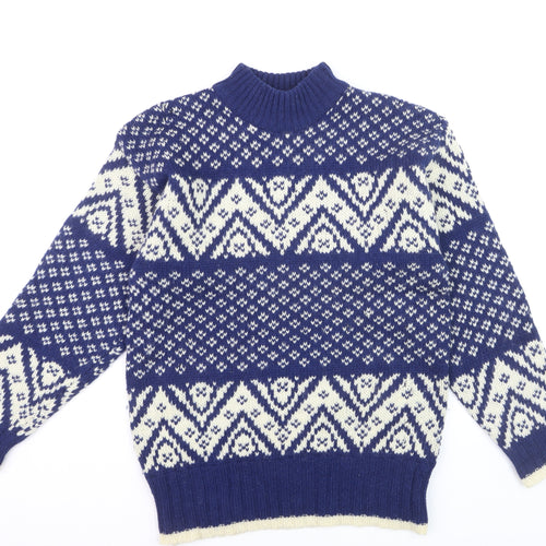 Marsh Landing Men's Blue Fair Isle Wool Pullover Jumper M