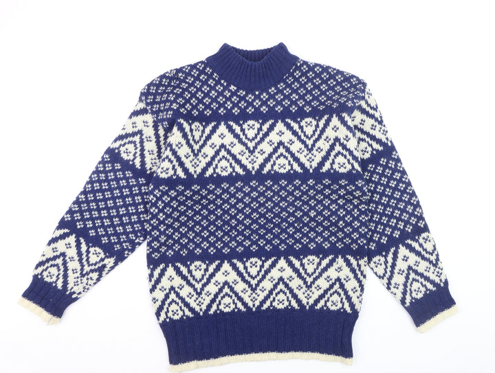 Marsh Landing Men's Blue Fair Isle Wool Pullover Jumper M