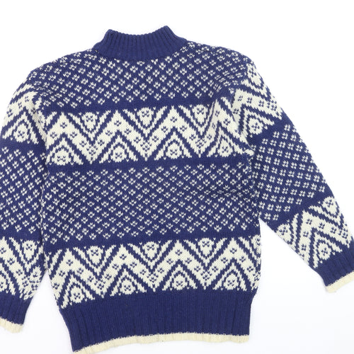 Marsh Landing Men's Blue Fair Isle Wool Pullover Jumper M