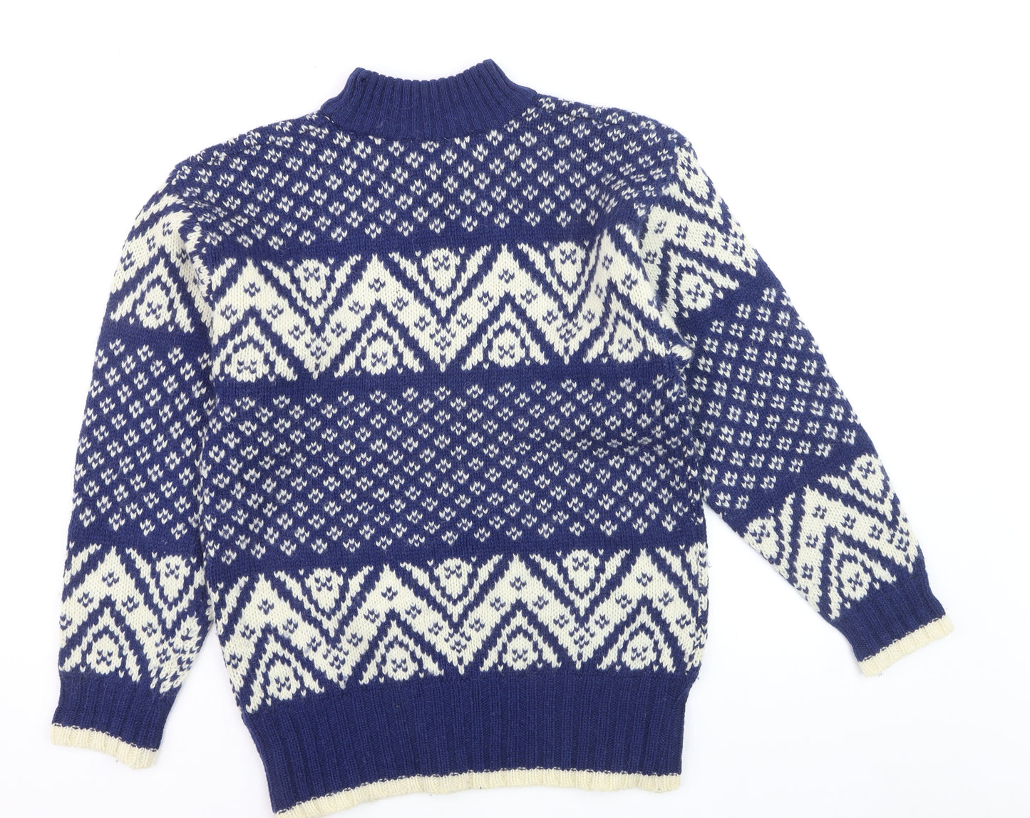 Marsh Landing Men's Blue Fair Isle Wool Pullover Jumper M