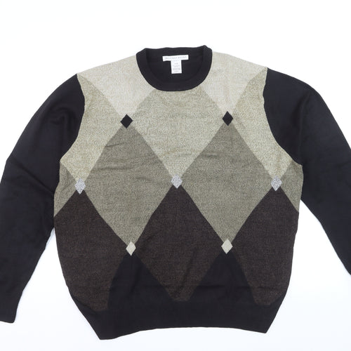 Geoffrey Beene Men's Black Argyle Acrylic Pullover Jumper L