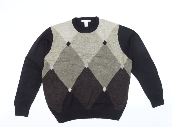 Geoffrey Beene Men's Black Argyle Acrylic Pullover Jumper L