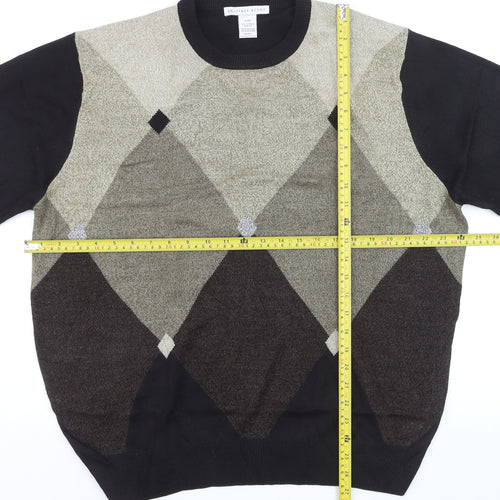 Geoffrey Beene Men's Black Argyle Acrylic Pullover Jumper L