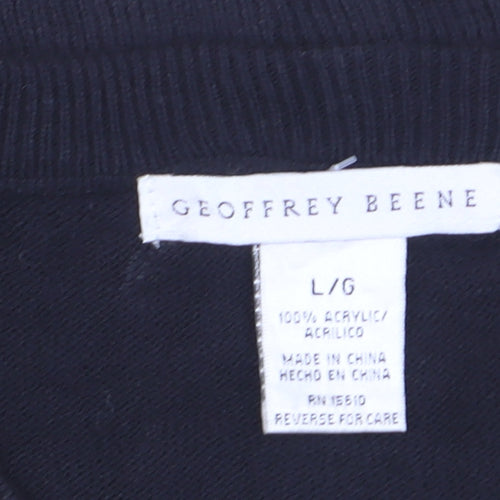 Geoffrey Beene Men's Black Argyle Acrylic Pullover Jumper L
