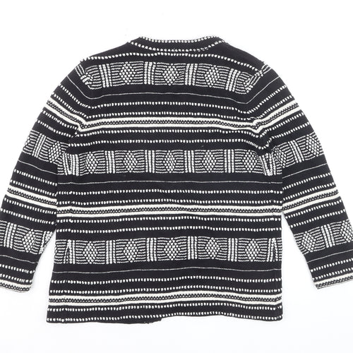 LOFT Women's Black Geometric Knit Cardigan XS Cotton