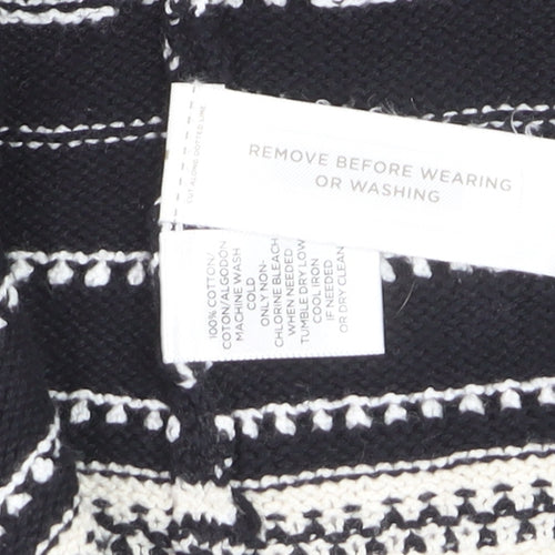 LOFT Women's Black Geometric Knit Cardigan XS Cotton