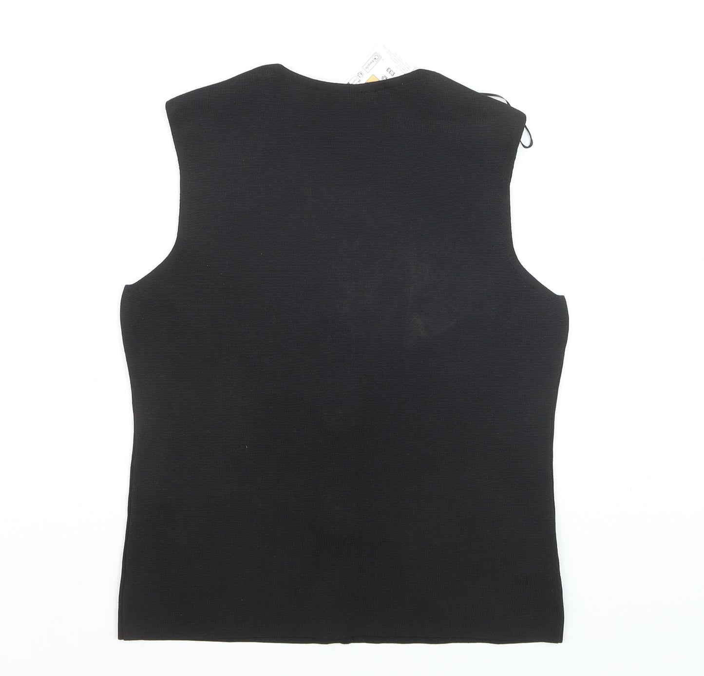 Marks and Spencer Women Black Sleeveless V-Neck Button Blouse Size S