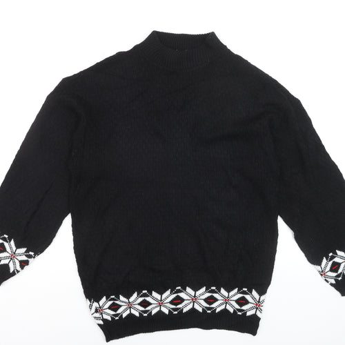 Morgan Square Men's Black Medium Fair Isle High Neck Jumper