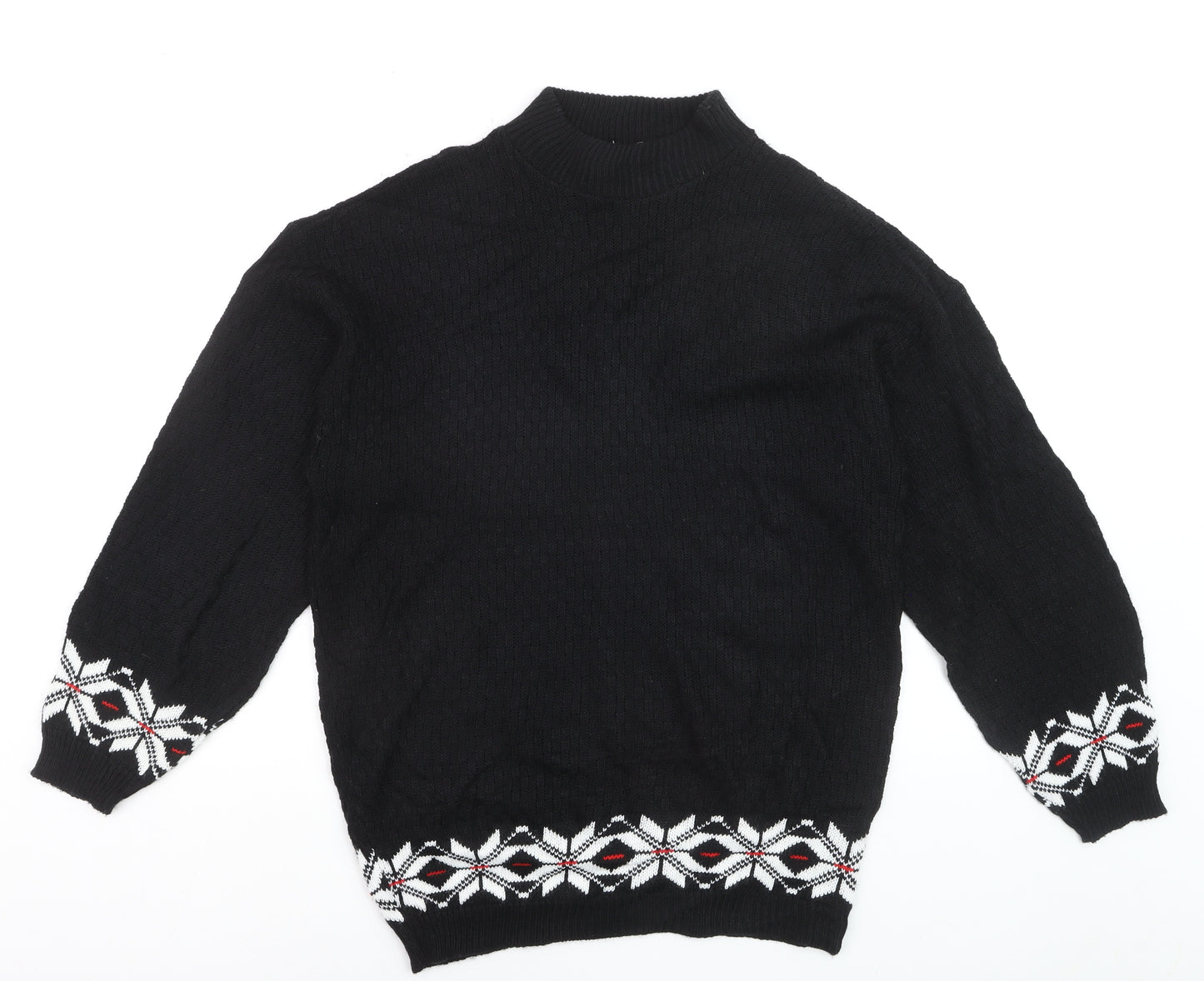 Morgan Square Men's Black Medium Fair Isle High Neck Jumper