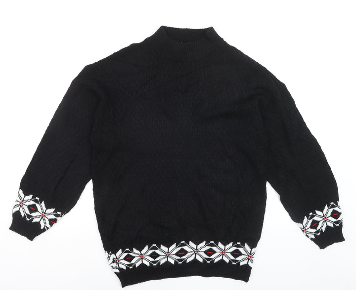 Morgan Square Men's Black Medium Fair Isle High Neck Jumper