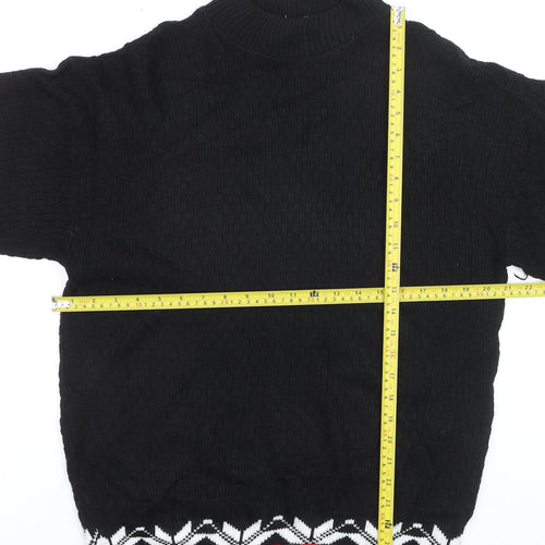 Morgan Square Men's Black Medium Fair Isle High Neck Jumper