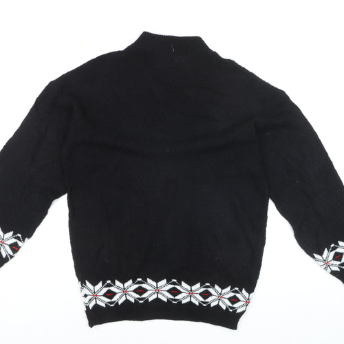 Morgan Square Men's Black Medium Fair Isle High Neck Jumper