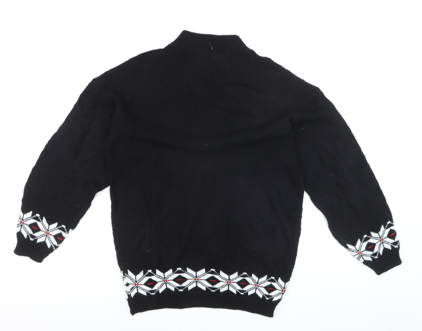 Morgan Square Men's Black Medium Fair Isle High Neck Jumper
