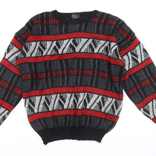 Mark Elliot Men's Multicoloured Geometric Knit Jumper XL Wool Blend