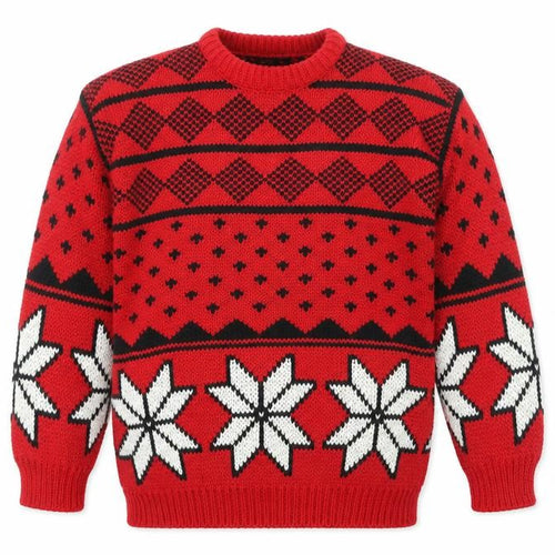 One Step Up Men's Red Chunky Knit Fair Isle Christmas Jumper L