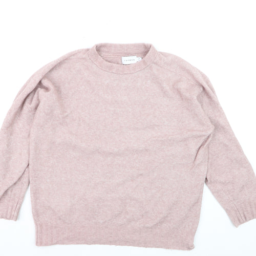 Topman Men Pink Wool Blend Crew Neck Jumper Size M Casual Knitwear