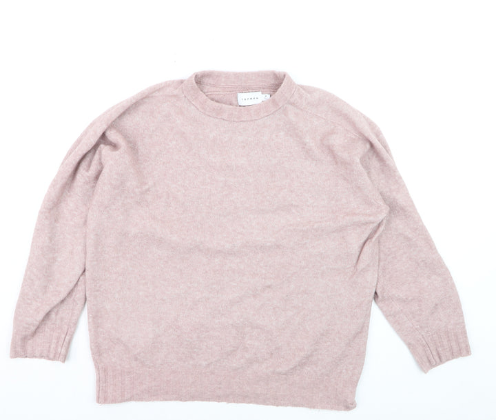 Topman Men Pink Wool Blend Crew Neck Jumper Size M Casual Knitwear
