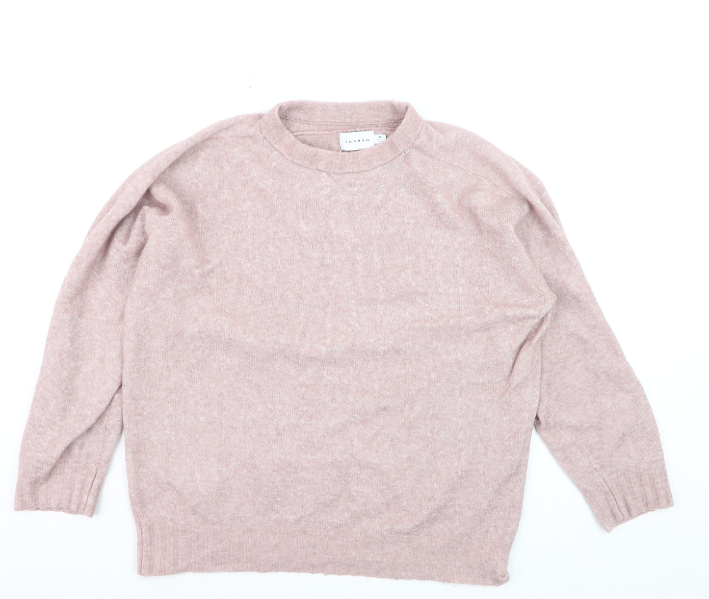 Topman Men Pink Wool Blend Crew Neck Jumper Size M Casual Knitwear