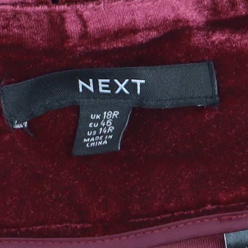 Next Women Red Velvet Wide-Leg Cropped Trousers Size 18