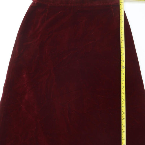 Marks and Spencer Womens Red Velvet A-Line Skirt Size 14