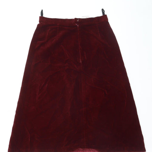 Marks and Spencer Womens Red Velvet A-Line Skirt Size 14