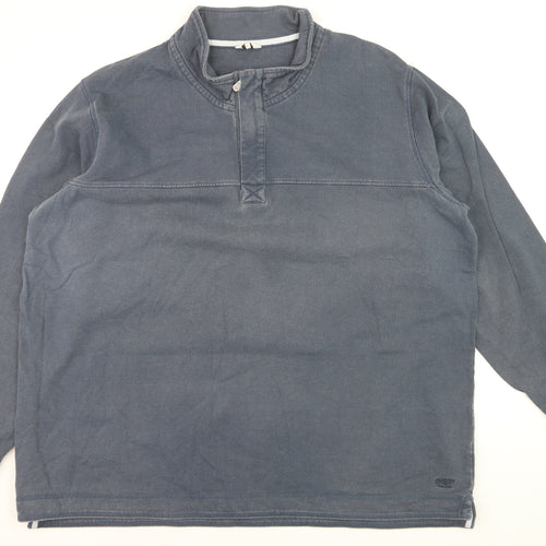 Cotton Traders Men's Blue 4XL Long Sleeve Stand Collar Cotton Shirt
