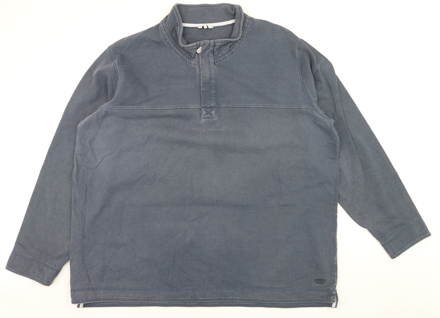 Cotton Traders Men's Blue 4XL Long Sleeve Stand Collar Cotton Shirt