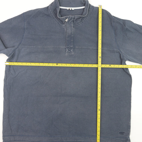 Cotton Traders Men's Blue 4XL Long Sleeve Stand Collar Cotton Shirt