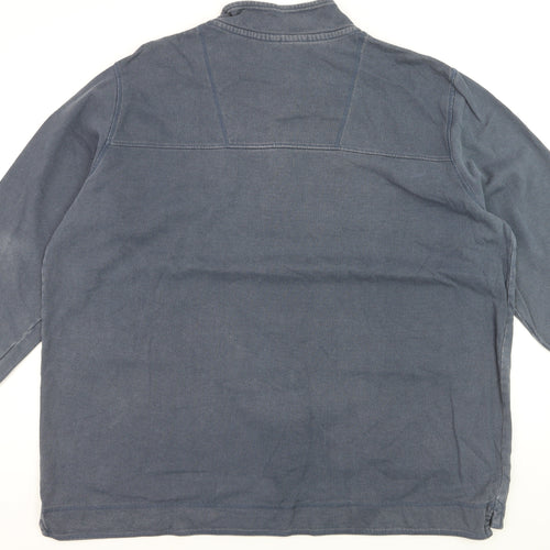 Cotton Traders Men's Blue 4XL Long Sleeve Stand Collar Cotton Shirt
